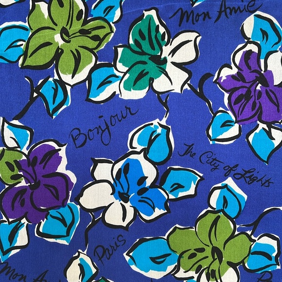 Vintage Oscar de la Renta Studio Silk French Inspired Flower Long Scarf - Picture 3 of 10